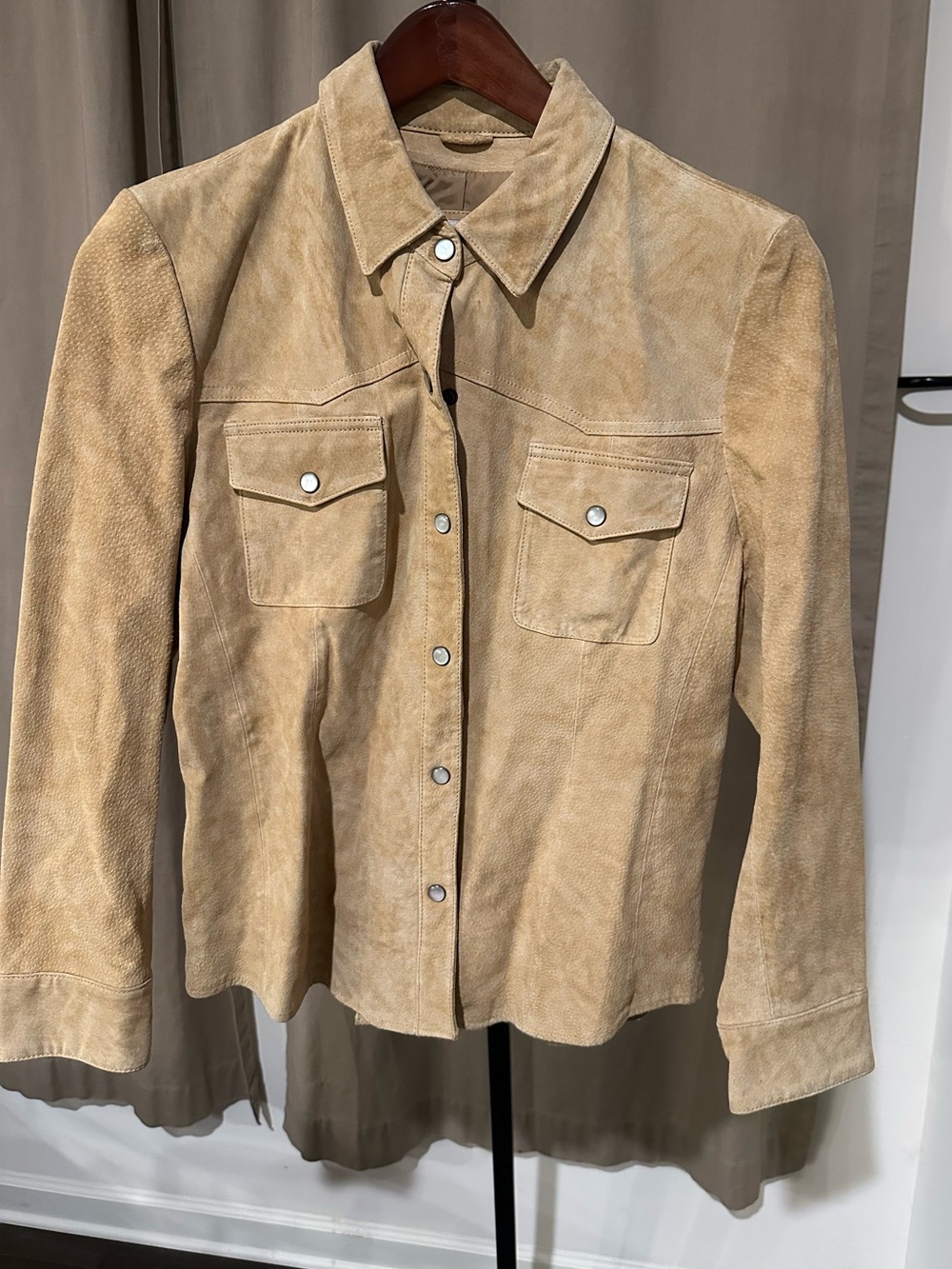 Wilsons Leather Tan Suede Snap-Front Jacket
